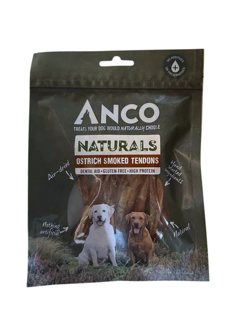 Anco Naturals Ostrich Smoked Tendons BULK DEAL 12x75g