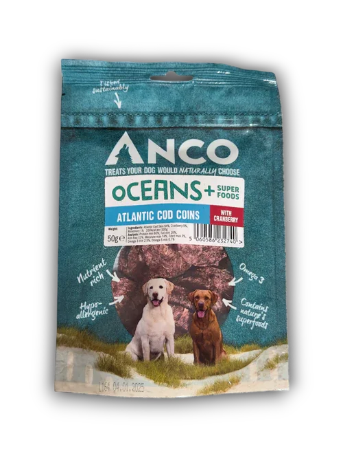 Anco Oceans+ Atlantic Cod Coins with Cranberry BULK DEAL 10x50g