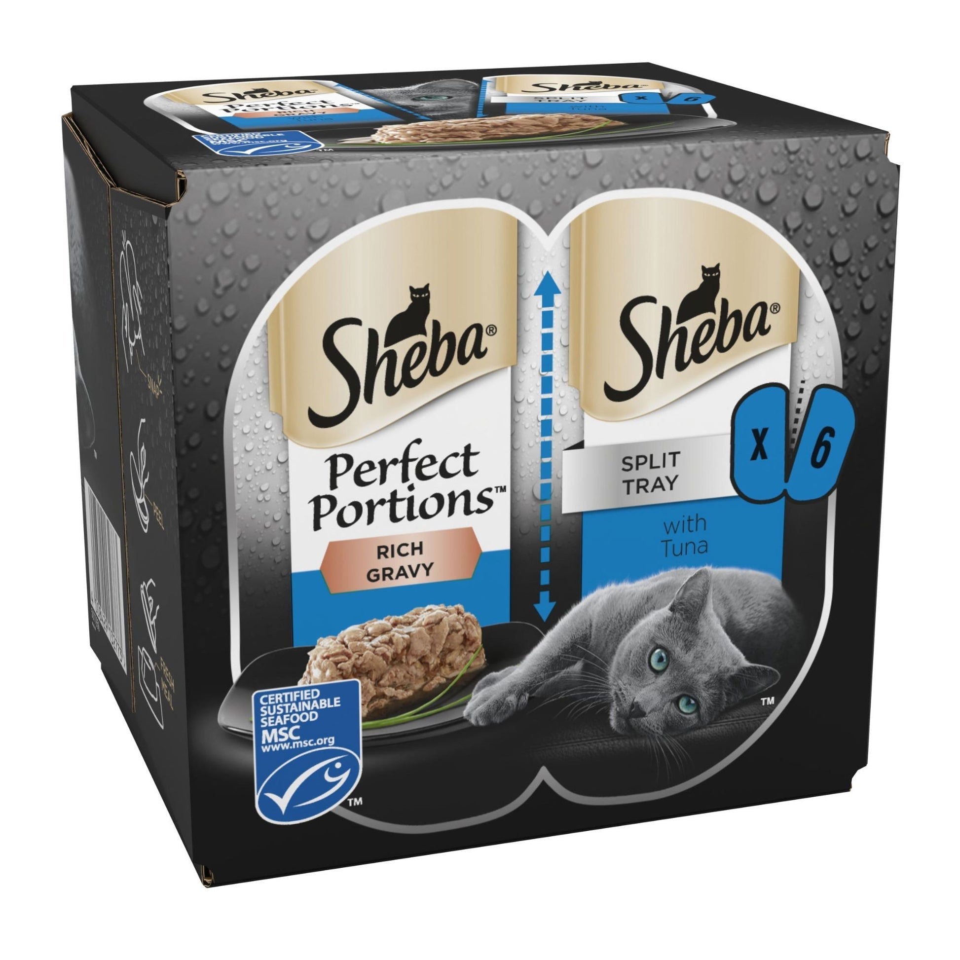 SHEBA Perfect Portions Adult Wet Cat Food Trays in Gravy 6 x 37.5g