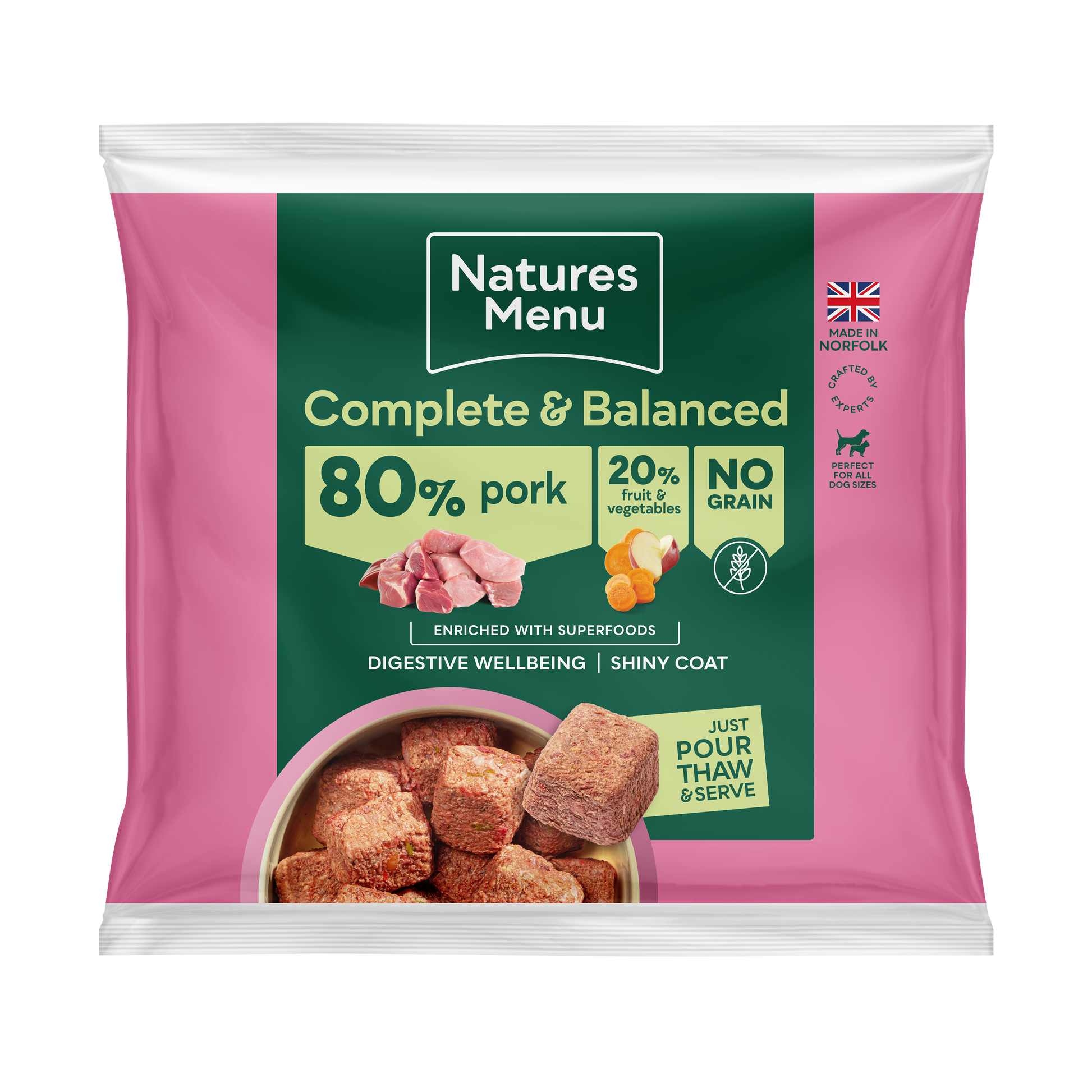 Natures Menu Complete & Balanced 80/20 Nuggets Pork 1kg