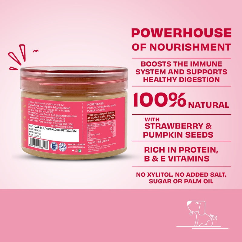 Pawfect Peanut Butter with Strawberry & Pumpkin Seeds 275g
