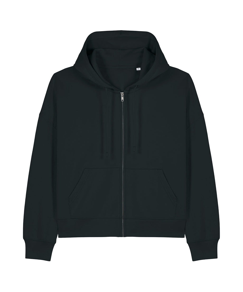 Organic Dropped Shoulder Zipped Hoodie: Womens