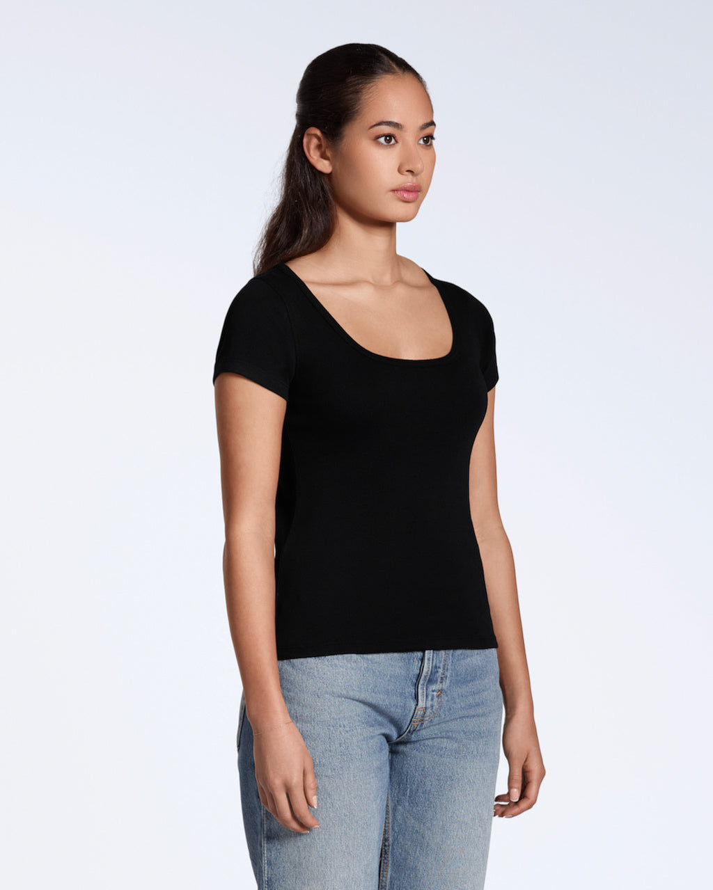 Ribbed Scoop Neck T-Shirt