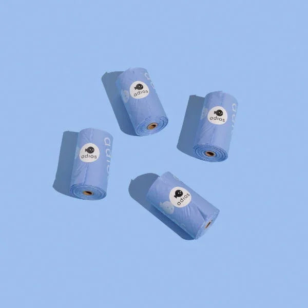 Adios Plastic Compstable Poo Bag Blue 15''s
