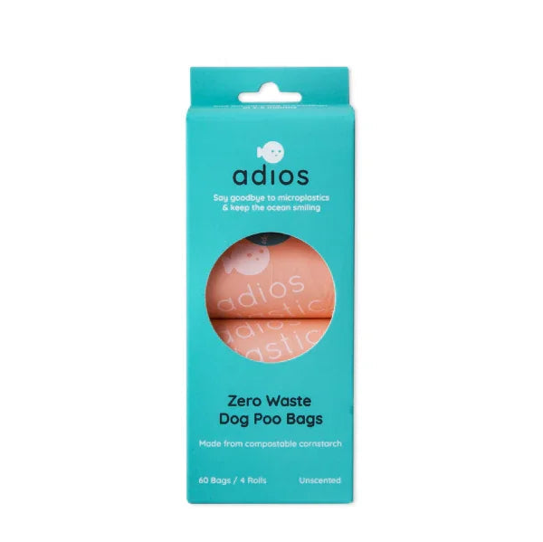 Adios Plastic Compstable Poo Bag Pink 4 x 15''s