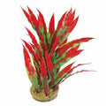 Betta 10Inch Green and Red Plastic Plant With Sand Base