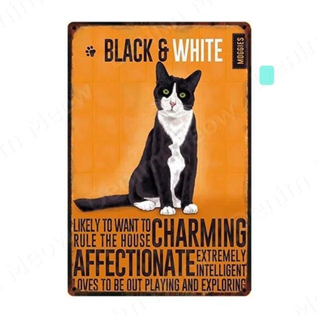 Black & White Cat Tin Sign