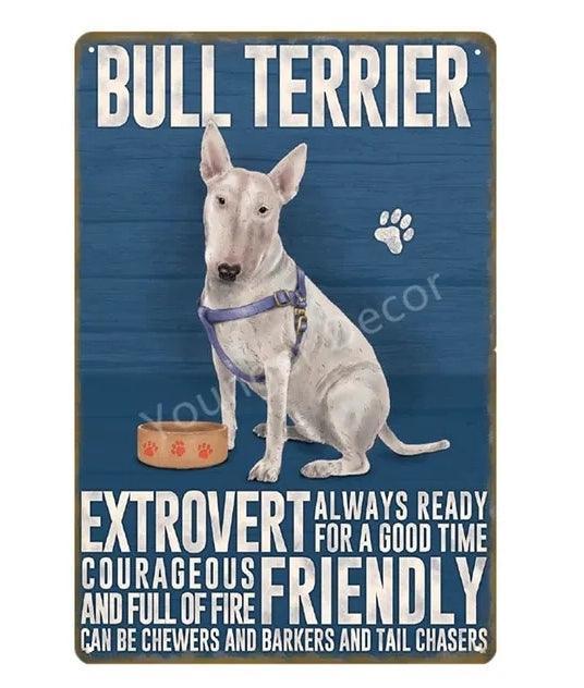Bull Terrier Dog Tin Sign