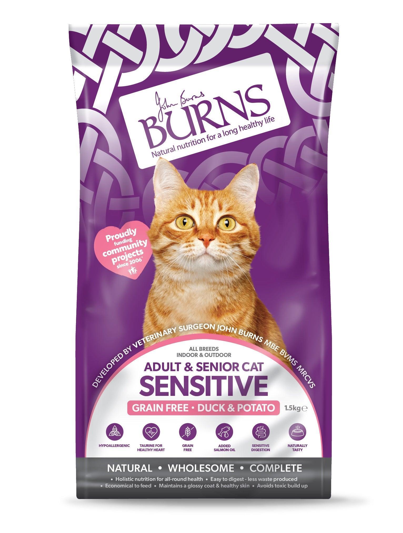 Burns Sensitive Cat Grain Free Duck & Pot