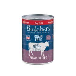 Butcher's Beef & Liver Chunks in Jelly Dog Food Can 400g - 12 Tin Tray