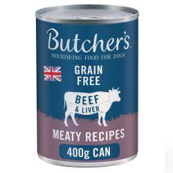 Butcher's Beef & Liver in Jelly Dog Food Can, 400g - 12 Tin Tray