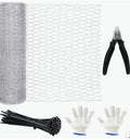 Chicken Wire 35CMx10M/13.8x394 inch 20 Gauge Galvanized Wire Mesh Roll Poultry Animal Fence Net with FREE Pliers and Zip Ties