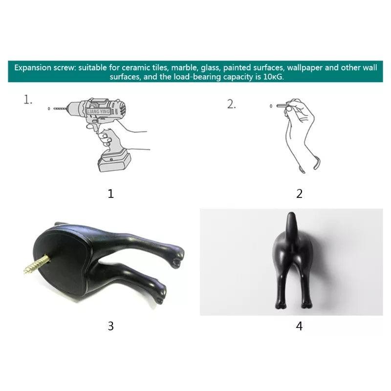 Dog Butt Hook Hanger (Set of 4)