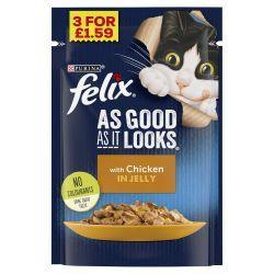 FELIX AS GOOD AS IT LOOKS Chicken in Jelly 3 for £1.59