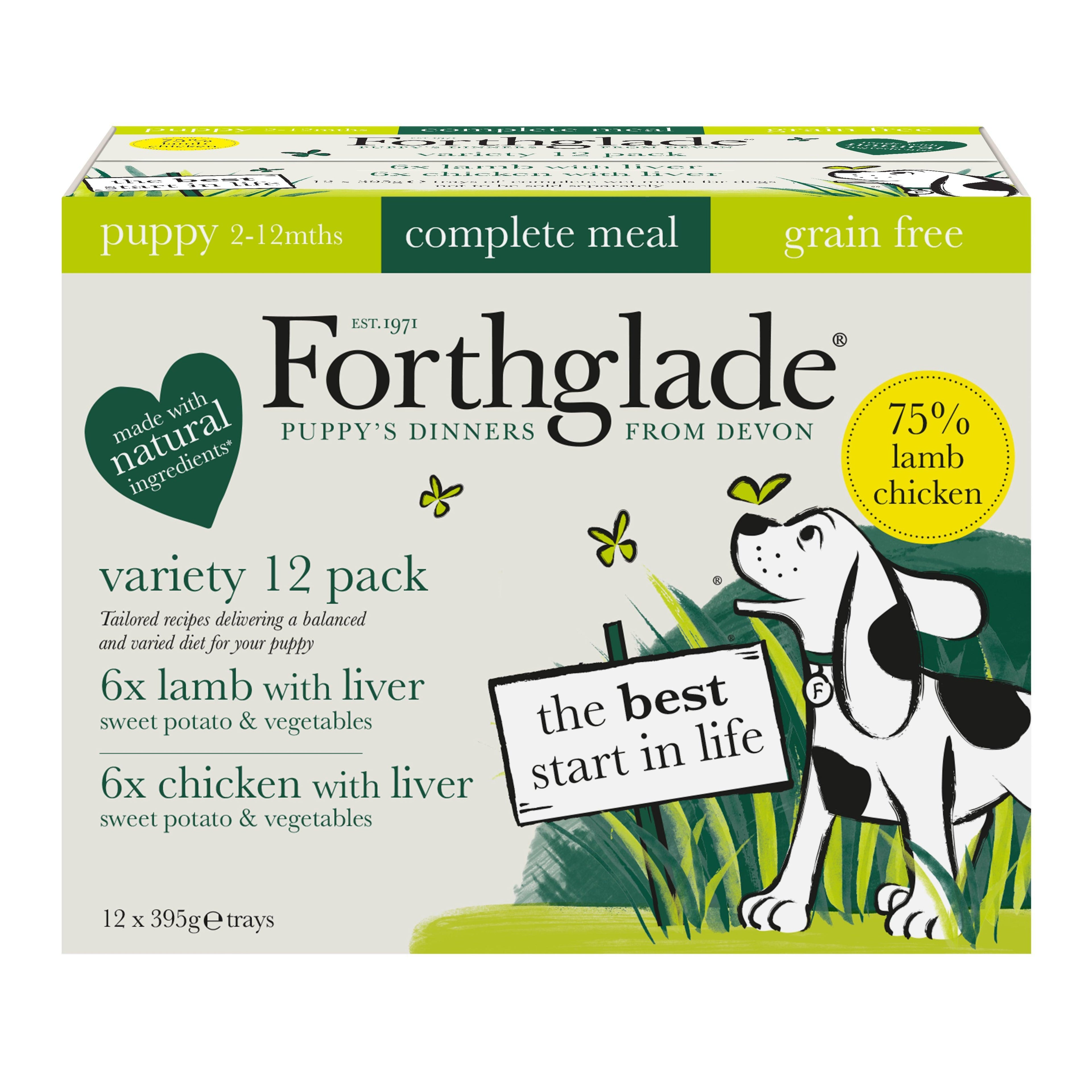 Forthglade Puppy Complete Grain Free Variety with Liver & Veg Trays 395g