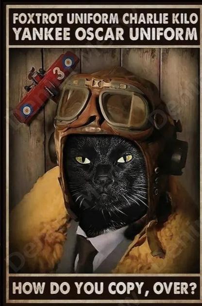 Foxtrot Uniform Over Cat Tin Sign