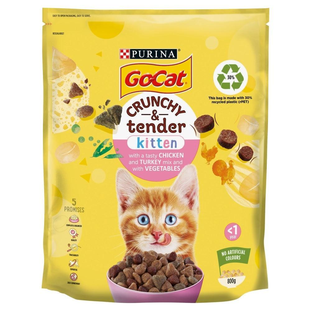 Go-Cat Crunchy & Tender Kitten Chicken, Turkey & Veg 800g