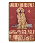 Golden Retriever Dog Tin Sign