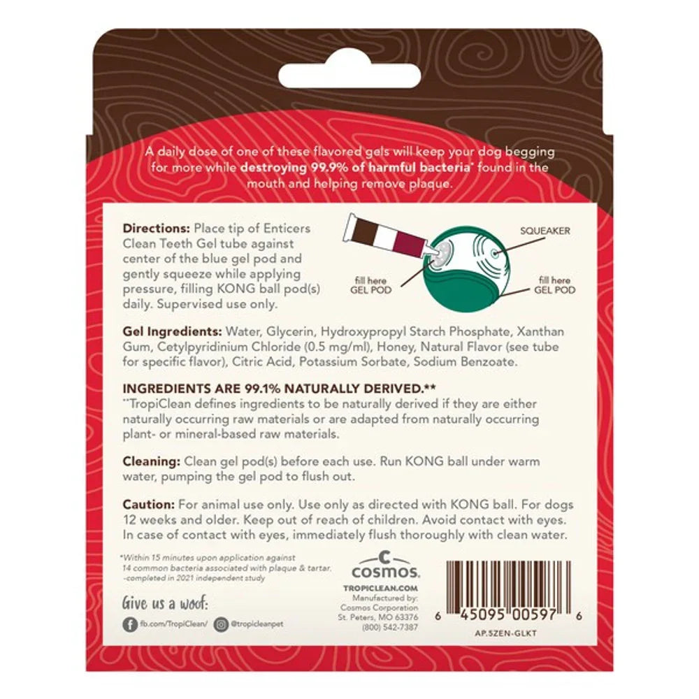 KONG TropiClean Enticers Teeth Cleaning Gel Variety Pack for KONG Dental Ball