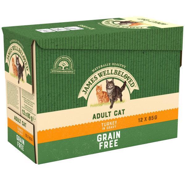 James Wellbeloved Adult Cat Grain Free Turkey in Gravy Pouches 85g