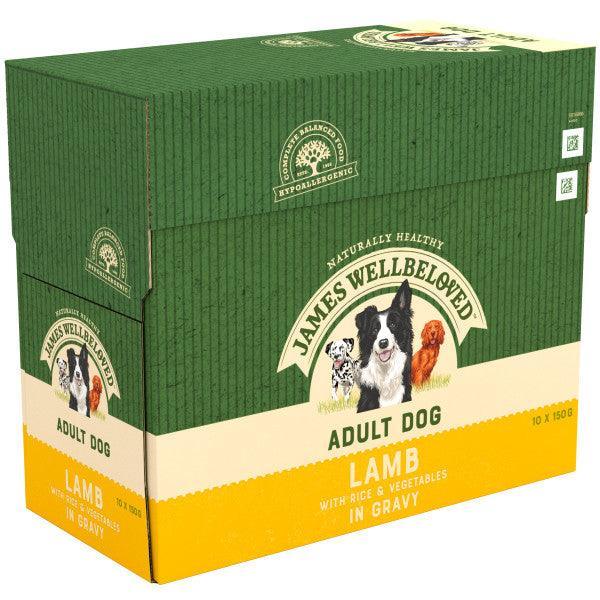 James Wellbeloved Dog Adult Lamb Grvy Pch 10x150g