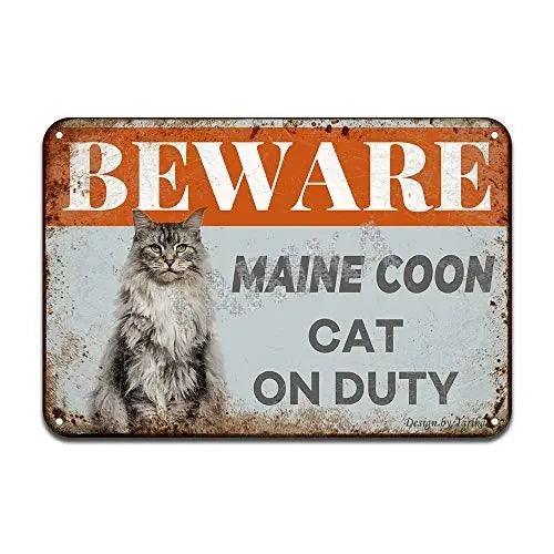 Maine Coon On Duty Tin Sign