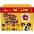 Pedigree Adult Wet Dog Food Pouches Mixed in Gravy Mega Pack 40 x 100g Pack