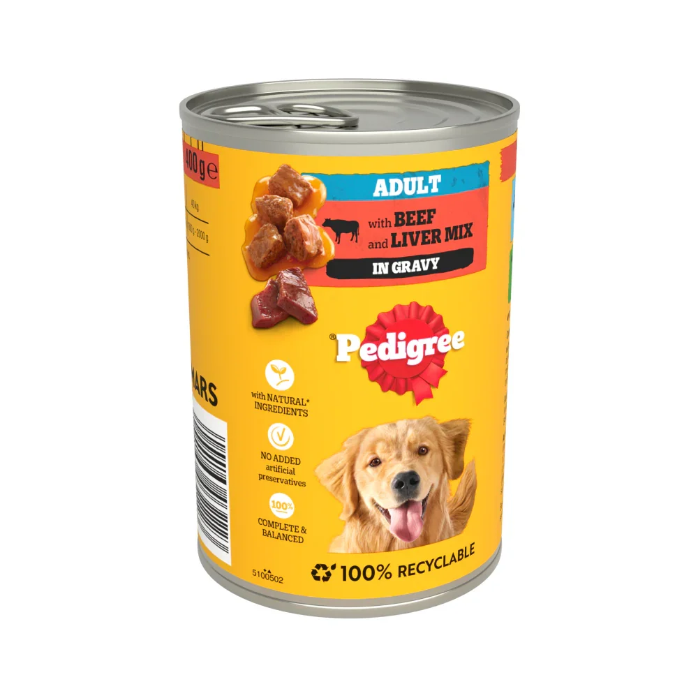Pedigree Tins Beef Chunks in Gravy 400g