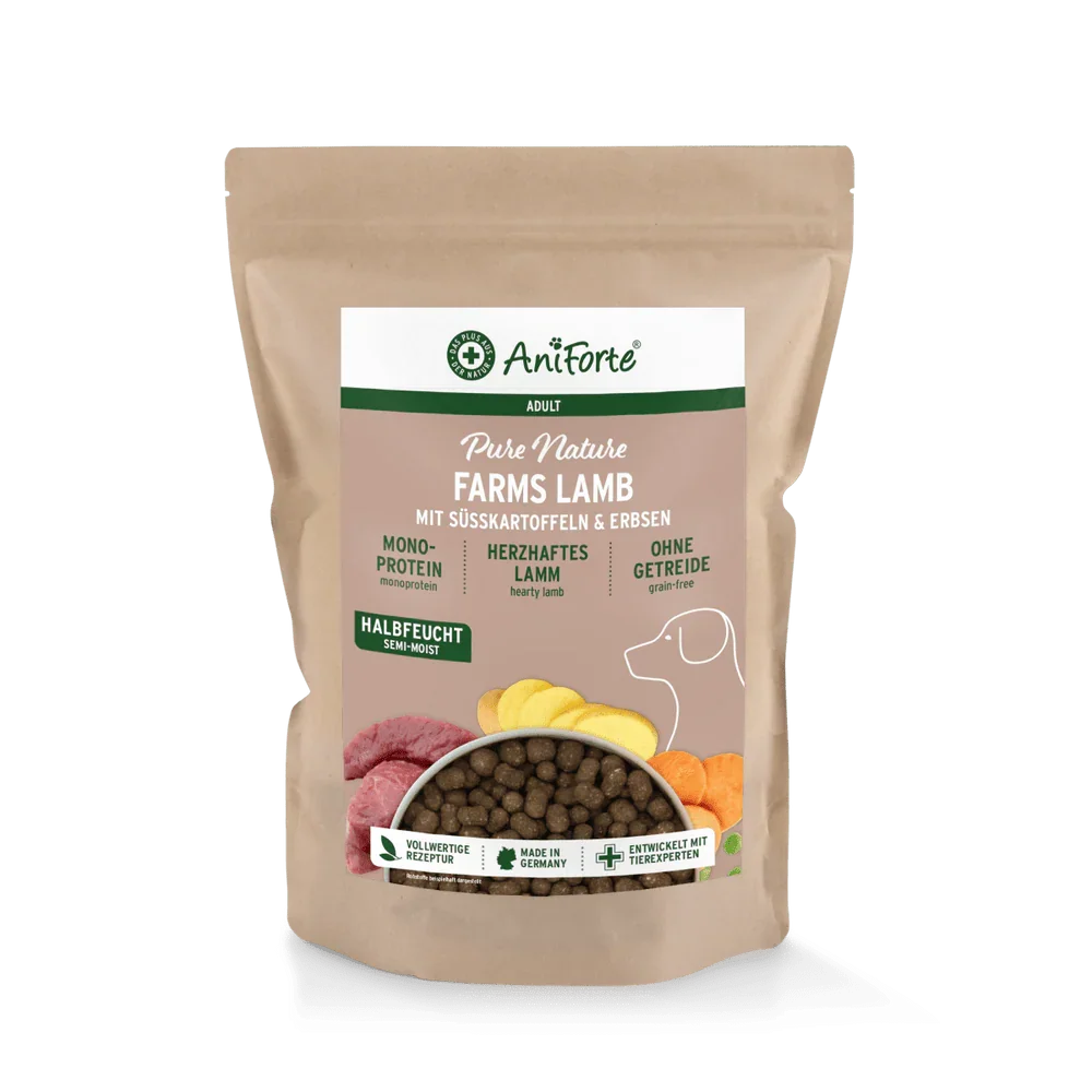 AniForte® Semi Moist Cold-Pressed Dog Food Lamb – 500g / 2kg