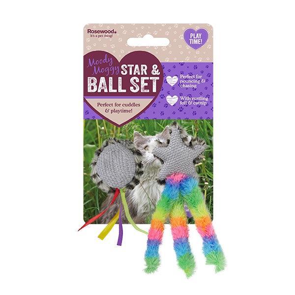 Rosewood Moody Moggy Star & Ball Set x2