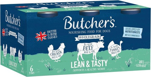 Butcher's Lean & Tasty Low Fat Dog Food Cans – 6 x 390g / 12 x 390g / 18 x 390g