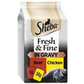 Sheba Fresh & Fine Wet Cat Food Pouches Beef & Chicken in Gravy 6pk