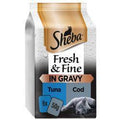 Sheba Fresh & Fine Wet Cat Food Pouches Tuna & Cod in Gravy 6pk