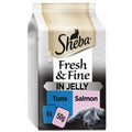 Sheba Fresh & Fine Wet Cat Food Pouches Tuna & Salmon in Jelly 6pk