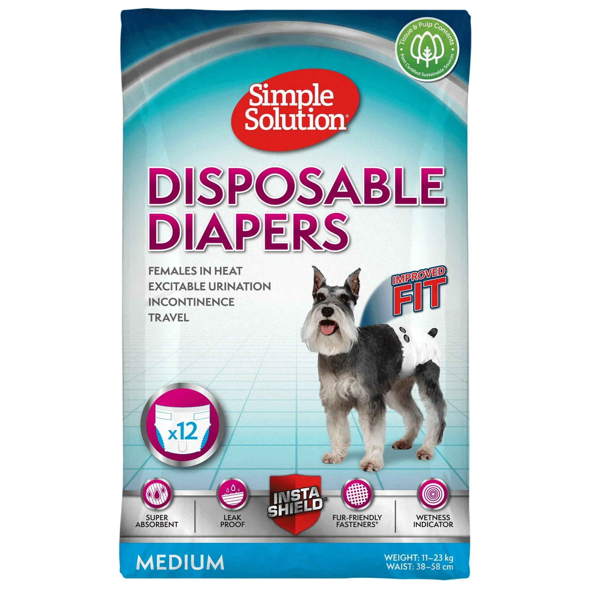 Simple Solution Bitch Disposable Diapers x 12 - Medium
