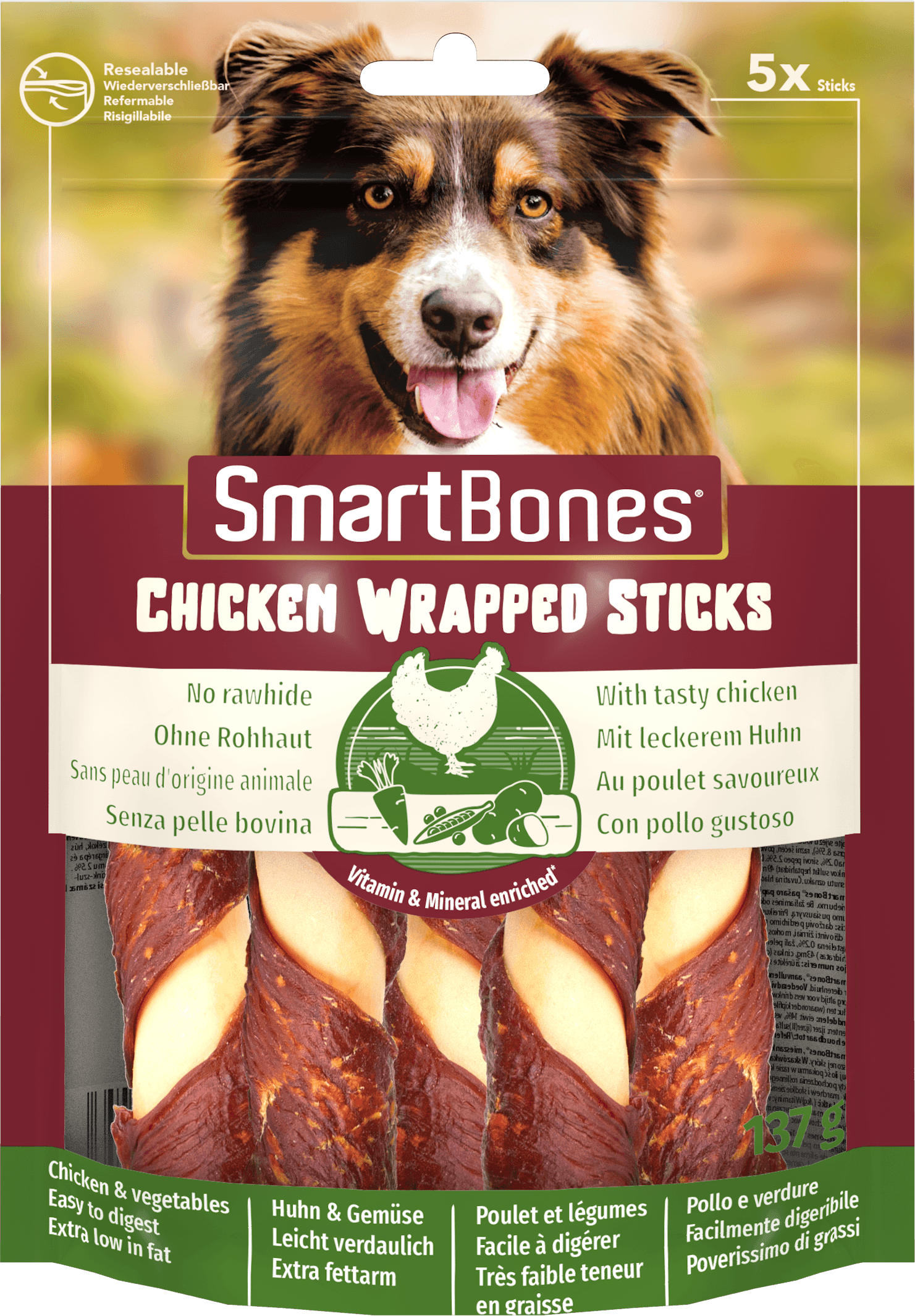 SmartBones Chick Wrap Stick Med 5pc
