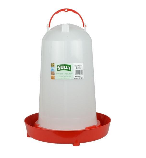 Supa Red & White Poultry Drinker 6L