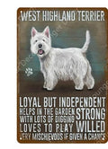 West Highland Terrier Dog Tin Sign