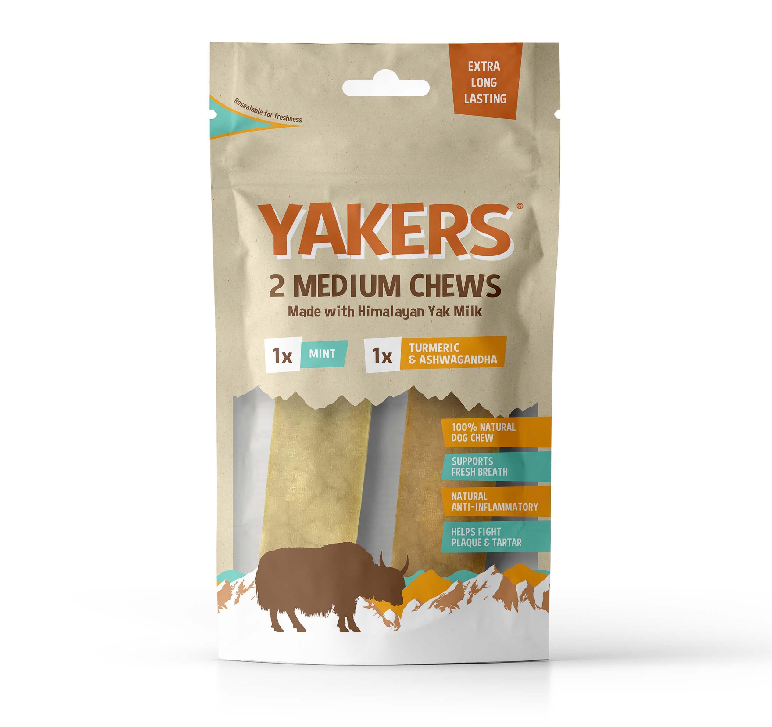 Yakers Mint/Turmeric Dog Chew Medium Twin Pack